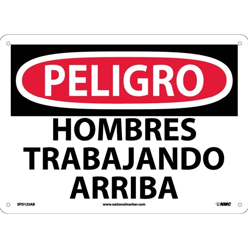 Danger Men Working Above Sign - Spanish (SPD125AB)