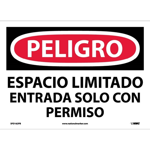Danger Confined Space Sign - Spanish (SPD162PB)