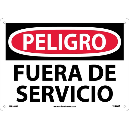 Danger Out Of Service Sign - Spanish (SPD365AB)