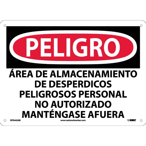 Danger Hazardous Waste Storage Area Sign - Spanish (SPD442AB)