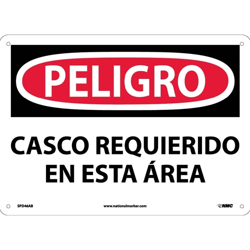 Danger Hard Hat Area Sign - Spanish (SPD46AB)