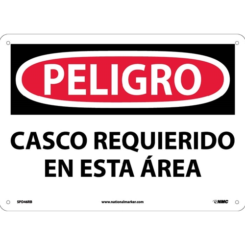 Danger Hard Hat Area Sign - Spanish (SPD46RB)