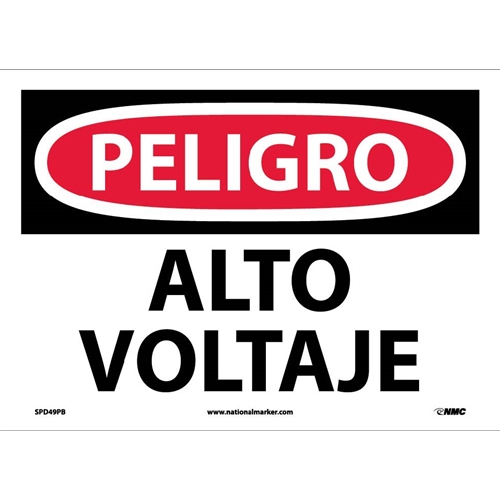 Danger High Voltage Sign - Spanish (SPD49PB)