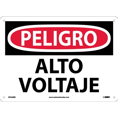 Danger High Voltage Sign - Spanish (SPD49RB)