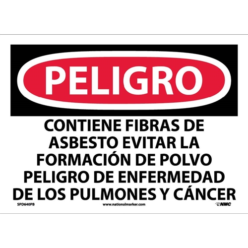 Danger Contains Asbestos Sign - Spanish (SPD640PB)