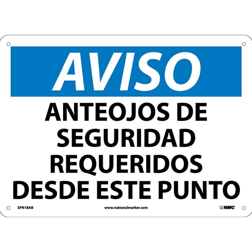 Notice Eye Protection Required Sign - Spanish (SPN18AB)