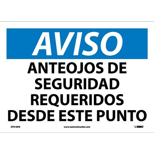 Notice Eye Protection Required Sign - Spanish (SPN18PB)