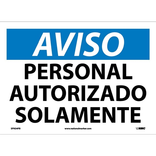 Notice Authorized Personnel Only Sign - Sign (SPN34PB)