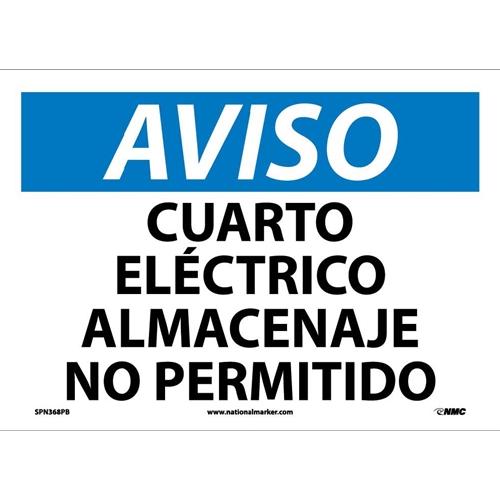 Notice Electric Room No Storage Permitted Sign - Spanish (SPN368PB)