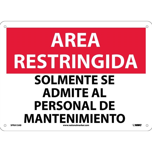 Restricted Area Maintenance Personnel Only Sign - Spanish (SPRA15AB)