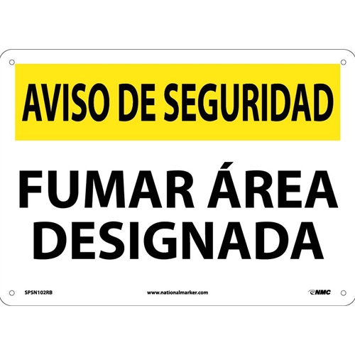 Security Notice Designated Smoking Area Sign - Spanish (SPSN102RB)