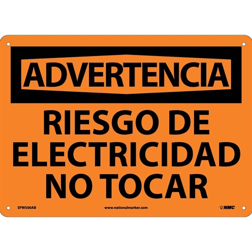 Warning Risk Of Electricity Do Not Touch Sign - Spanish (SPW500AB)