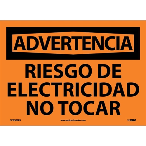 Warning Risk Of Electricity Do Not Touch Sign - Spanish (SPW500PB)