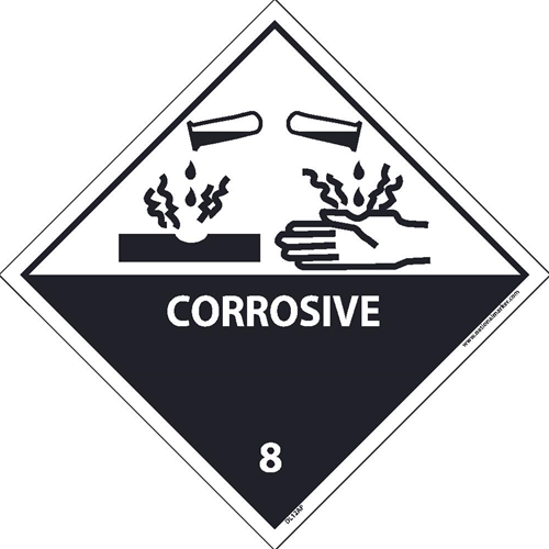 Corrosive 8 Graphic Dot Placard Label (DL12AL)