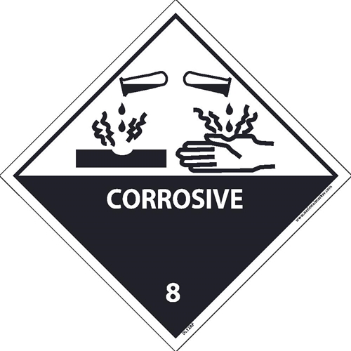Corrosive 8 Graphic Dot Placard Label (DL12ALV)