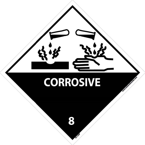 Corrosive 8 Graphic Dot Placard Label (DL12AP)