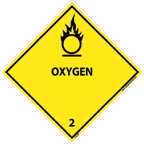 Oxygen 2 Dot Placard Label (DL7AP)