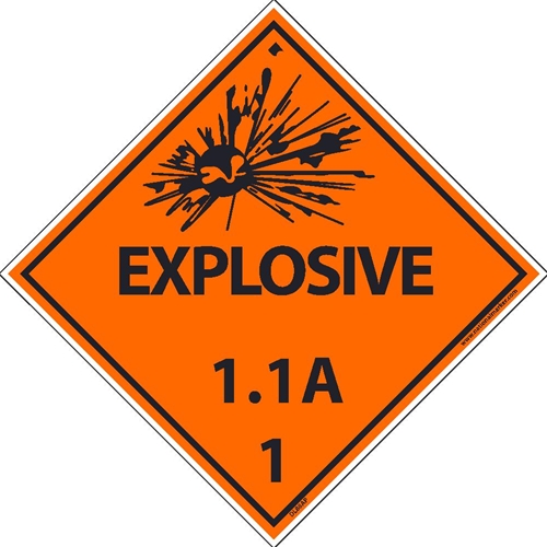 Explosive 1.1A 1 Dot Placard Label (DL88ALV)