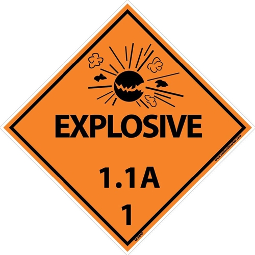 Explosive 1.1A 1 Dot Placard Label (DL88AP)