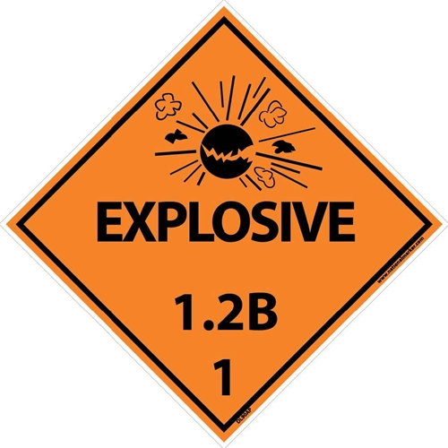 Explosives 1.2B 1 Dot Placard Label (DL90AP)