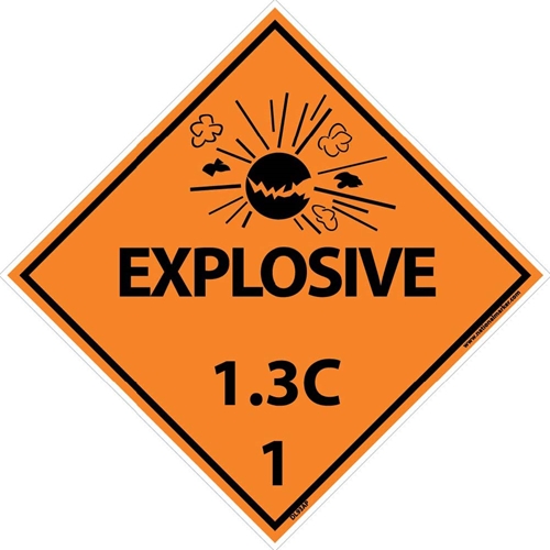Explosives 1.3L 1 Dot Placard Label (DL93AP)