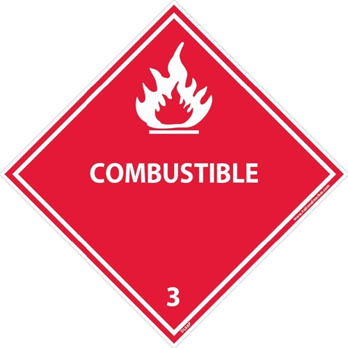 Combustible 3 Dot Placard Label (DL9AP)