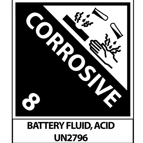 Corrosive Battery Fluid Acid Label (UN2796AL)