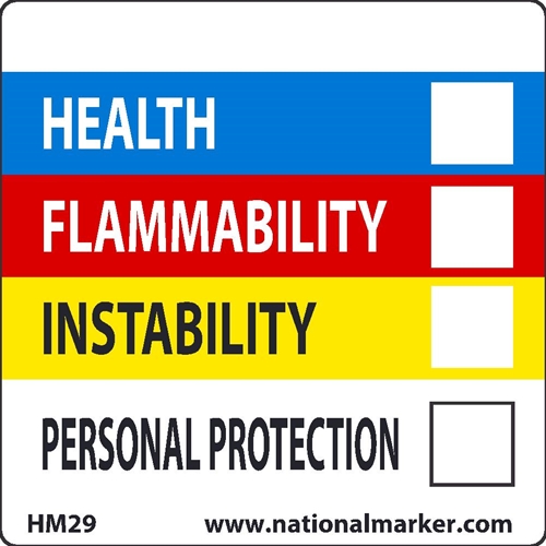 Write On Color Bar Right-To-Know Label (HM29)