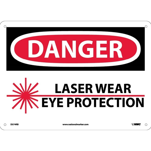 Danger Laser Wear Eye Protection Sign (D574RB)