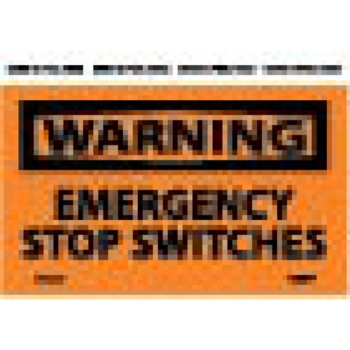 Warning Emergency Stop Switches Label (W447AP)