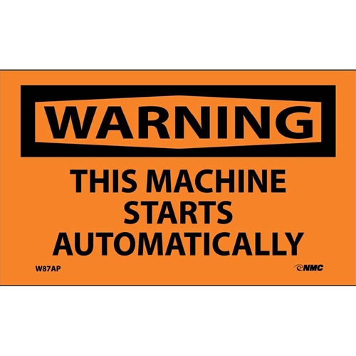 Warning This Machine Starts Automatically Label (W87AP)