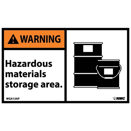 Warning Hazardous Materials Storage Area Label (WGA15AP)