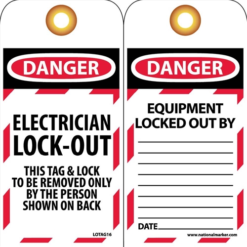 Danger Electrician Lock-Out Tag (LOTAG16)