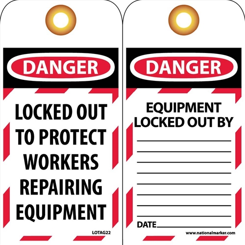 Danger Locked Out To Protect Workers Repairing Equipment Tag (LOTAG22)