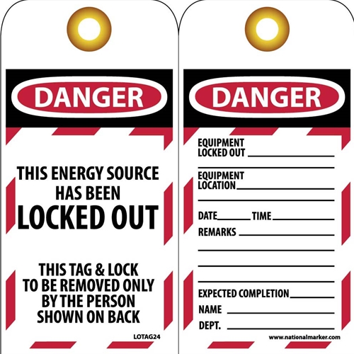 Danger This Energy Source Has Been Locked Out Tag (LOTAG24)