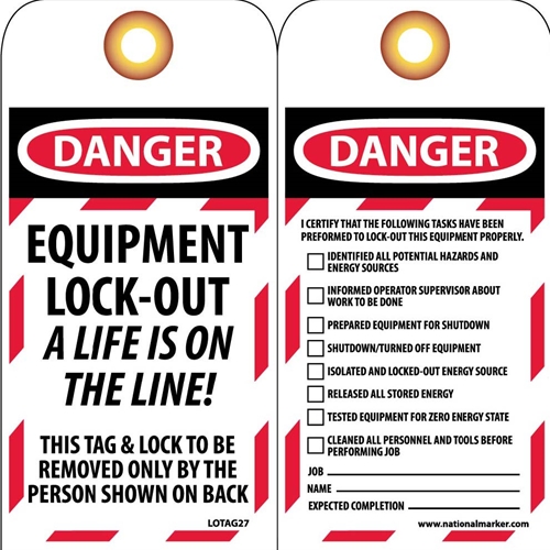 Danger Equipment Lock-Out A Life Is On The Line! Tag (LOTAG27)