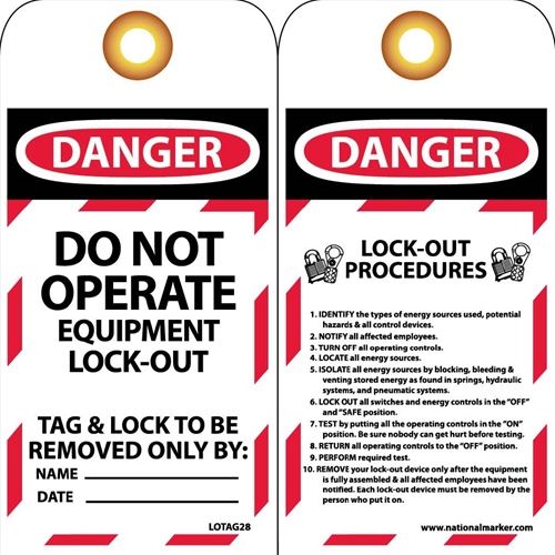 Danger Do Not Operate Equipment Lock-Out Tag (LOTAG28)