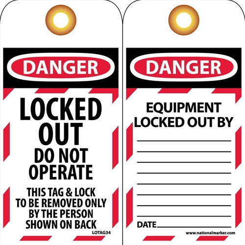 Danger Locked Out Do Not Operate This Tag (LOTAG34)