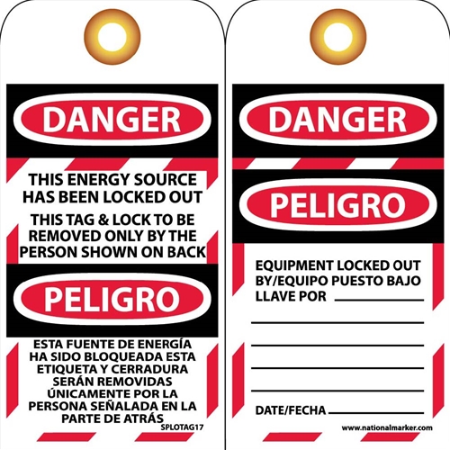 Danger Energy Source Has Been Locked Out Bilingual Tag (SPLOTAG17)