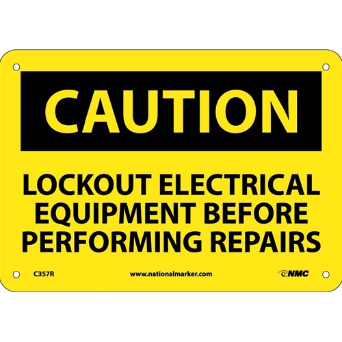 Caution Lockout Electrical Equipment Sign (C357R)