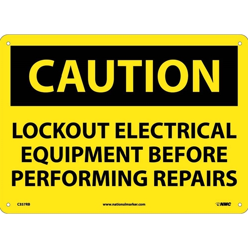 Caution Lockout Electrical Equipment Sign (C357RB)