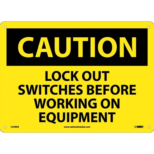 Caution Lock Out Switches Before Working Sign (C549AB)