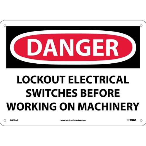 Danger Lockout Electrical Before Working Sign (D302AB)