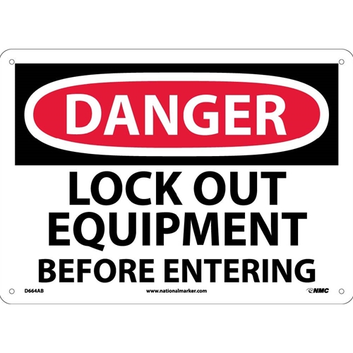 Danger Lock Out Equipment Before Entering Sign (D664AB)