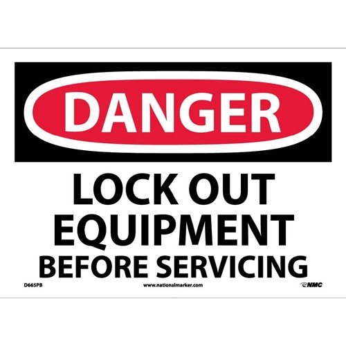 Danger Lock Out Equipment Before Servicing Sign (D665PB)