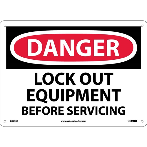 Danger Lock Out Equipment Before Servicing Sign (D665RB)