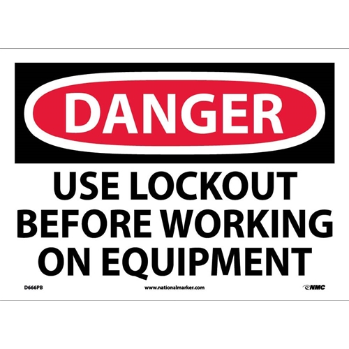 Danger Use Lockout Before Working On Equipment Sign (D666PB)