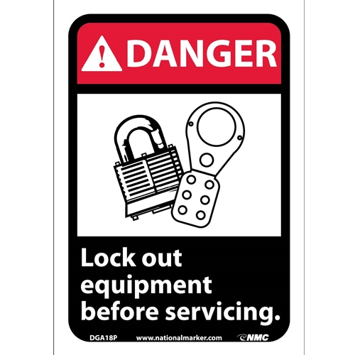 Danger Lock Out Equipment Before Servicing Sign (DGA18P)