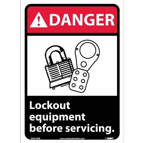 Danger Lock Out Equipment Before Servicing Sign (DGA18PB)