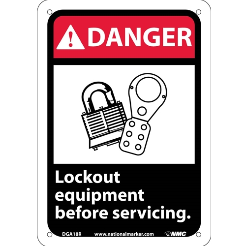 Danger Lock Out Equipment Before Servicing Sign (DGA18R)